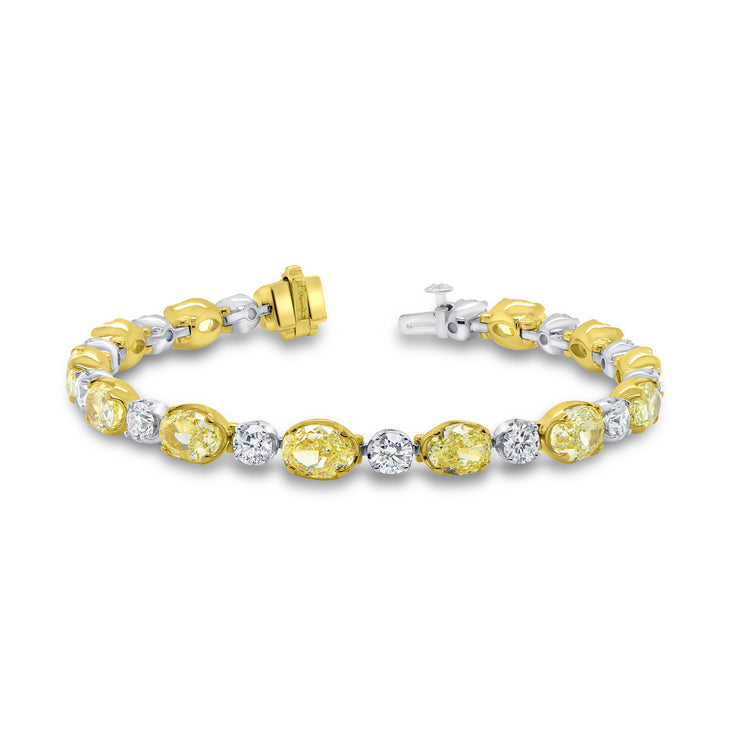 Uneek Natureal Collection Oval Shaped Fancy Light Yellow Diamond Link Bracelet
