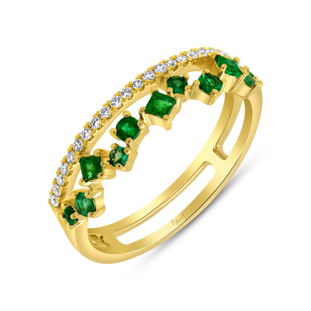 Uneek Stackable Collection Princess Cut Emerald Fashion Ring