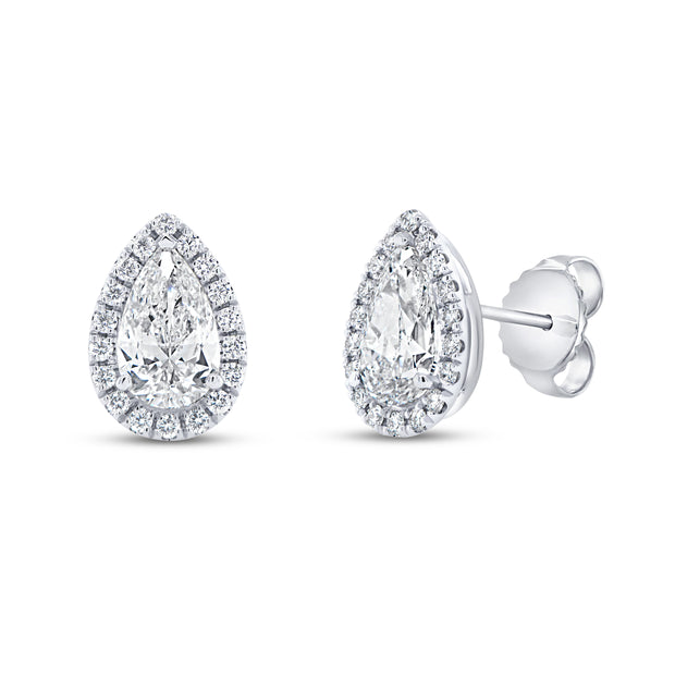 Uneek Signature Collection Halo Pear Shaped Diamond Drop Earrings