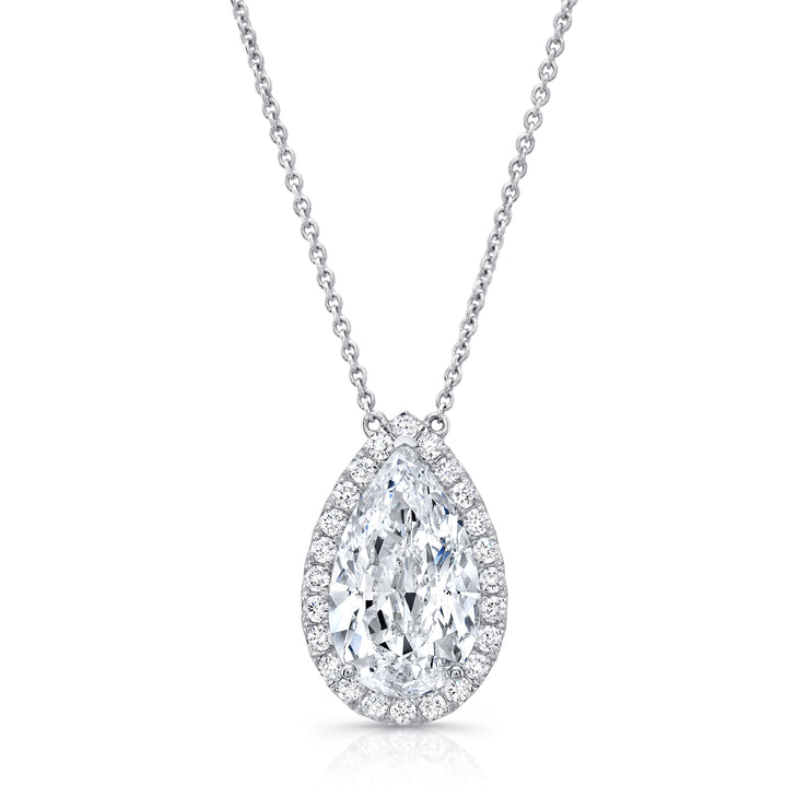 Uneek Pear-Shaped Diamond Halo Pendant with Diamonds-by-the-Yard Chain