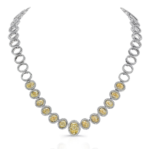 Uneek Oval Fancy Yellow Diamond Necklace