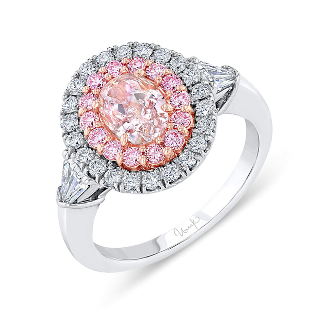 Uneek Natureal Collection Double-Halo Pink Diamond Engagement Ring
