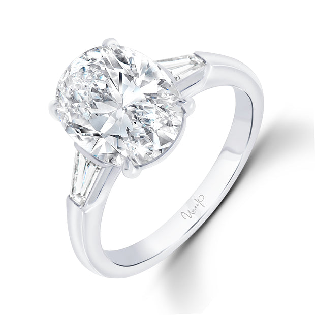 Uneek Timeless Collection Three-Stone Oval Shaped Engagement Ring