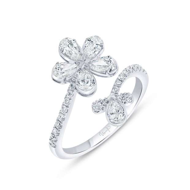 Uneek Petals Collection Floral Pear Shaped Diamond Fashion Ring