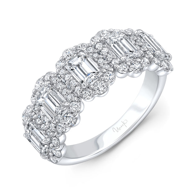 Uneek Petals Collection 5-Stone-Halo Emerald Cut Diamond Fashion Ring