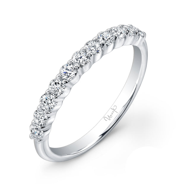Uneek 11-Diamond Shared-Prong Wedding Band with Scalloped Edges