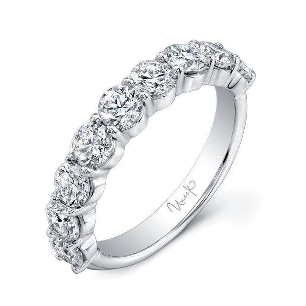Uneek 9-Diamond Shared-Prong Wedding Band with Scalloped Edges