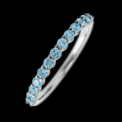 10K White Gold band with 13 Round Aqua Diamond having TCW-.39