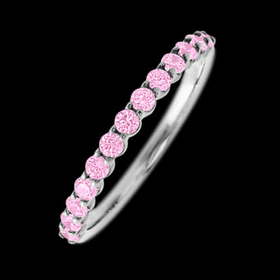 10K White Gold band with 13 Round Light Pink Sapphire having TCW-.39