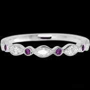 10K White Gold band with alternating 4 Round Purple Diamond and 5 Marquise Lab Grown Diamond having TCW-.56