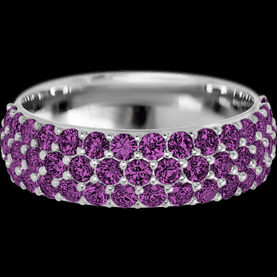 10K White Gold band with 46 Round Purple Diamond having TCW-1.38