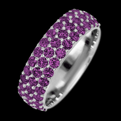 10K White Gold band with 46 Round Purple Diamond having TCW-1.38