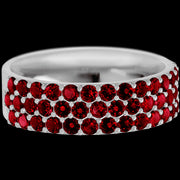 10K White Gold band with 43 Round Dark Ruby having TCW-1.29