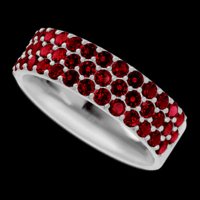 10K White Gold band with 43 Round Dark Ruby having TCW-1.29