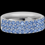 10K White Gold band with 43 Round Denim Sapphire having TCW-1.29
