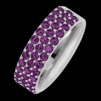 10K White Gold band with 43 Round Purple Diamond having TCW-1.29