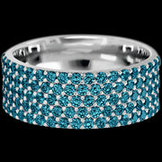 10K White Gold band with 93 Round Ocean Blue Diamond having TCW-1.4