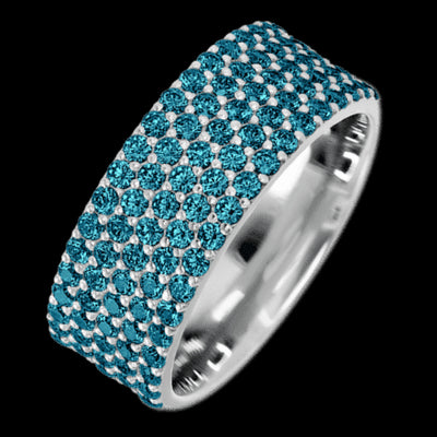 10K White Gold band with 93 Round Ocean Blue Diamond having TCW-1.4