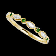 10K Yellow Gold band with alternating 4 Round Green Diamond and 5 Marquise Lab Grown Diamond having TCW-.56