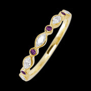 10K Yellow Gold band with alternating 4 Round Purple Diamond and 5 Marquise Lab Grown Diamond having TCW-.56