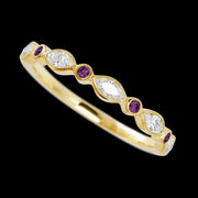 10K Yellow Gold band with alternating 4 Round Purple Diamond and 5 Marquise Lab Grown Diamond having TCW-.56