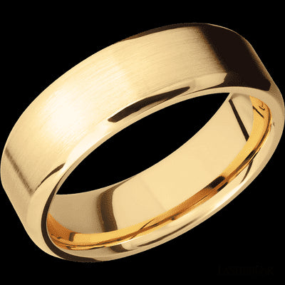 7 mm wide Beveled 10K Yellow Gold band.