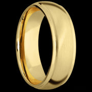 7 mm wide Domed Stepped Down Edges 10K Yellow Gold band.