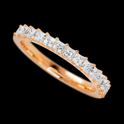 14K Rose Gold band with 15 Princess Lab Grown Diamond having TCW-.9