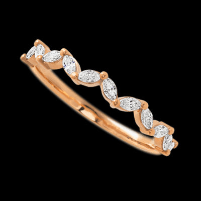 14K Rose Gold band with 11 Marquise Lab Grown Diamond having TCW-.33