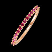 14K Rose Gold band with 18 Round Ruby having TCW-.27