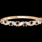 14K Rose Gold band with alternating 9 Round Black Diamond and 8 Marquise Lab Grown Diamond having TCW-.38