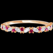 14K Rose Gold band with alternating 9 Round Ruby and 8 Marquise Lab Grown Diamond having TCW-.38