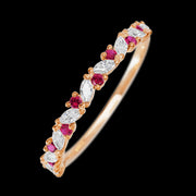 14K Rose Gold band with alternating 9 Round Ruby and 8 Marquise Lab Grown Diamond having TCW-.38