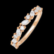 14K Rose Gold band with 7 Round and 6 Marquise Lab Grown Diamond having TCW-.81
