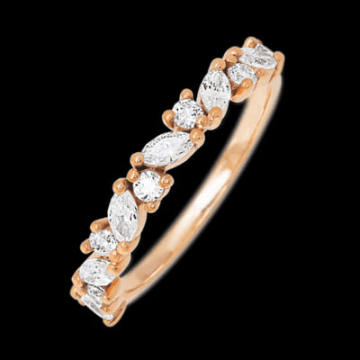 14K Rose Gold band with 7 Round and 6 Marquise Lab Grown Diamond having TCW-.81