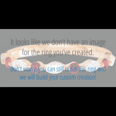 14K Rose Gold band with alternating 4 Round Dark Ruby and 5 Marquise Lab Grown Diamond having TCW-.47