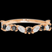 14K Rose Gold band with alternating 6 Round Black Diamond and 5 Marquise Lab Grown Diamond having TCW-.68