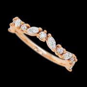 14K Rose Gold band with 6 Round and 5 Marquise Lab Grown Diamond having TCW-.68