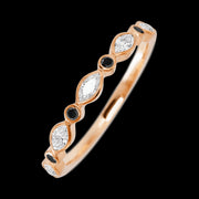 14K Rose Gold band with alternating 4 Round Black Diamond and 5 Marquise Lab Grown Diamond having TCW-.56