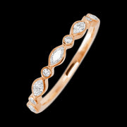 14K Rose Gold band with alternating 4 Round Lab Grown Diamond and 5 Marquise Lab Grown Diamond having TCW-.56