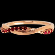 14K Rose Gold band with 13 Round Dark Ruby having TCW-.2