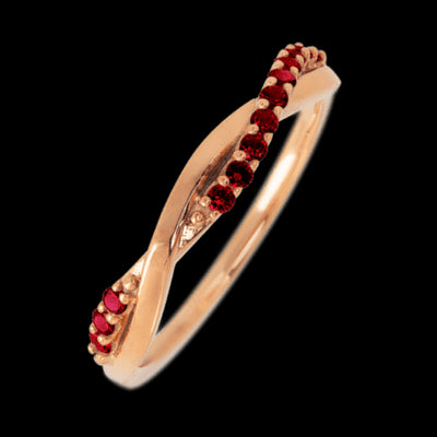 14K Rose Gold band with 13 Round Dark Ruby having TCW-.2