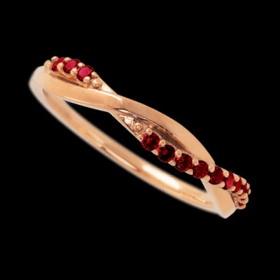 14K Rose Gold band with 13 Round Dark Ruby having TCW-.2