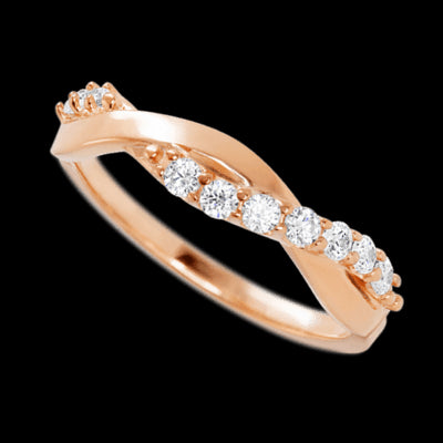 14K Rose Gold band with 9 Round Lab Grown Diamond having TCW-.27