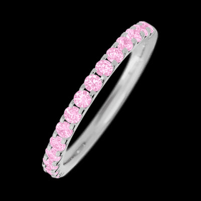 14K White Gold band with 15 Round Light Pink Sapphire having TCW-.45