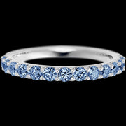 14K White Gold band with 13 Round Denim Sapphire having TCW-.65
