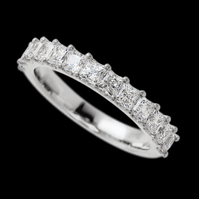 14K White Gold band with 13 Princess Lab Grown Diamond having TCW-1.3