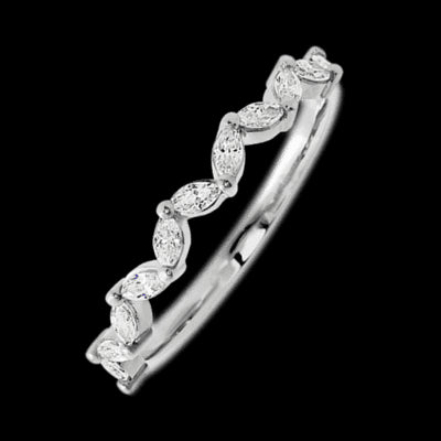 14K White Gold band with 11 Marquise Lab Grown Diamond having TCW-.33