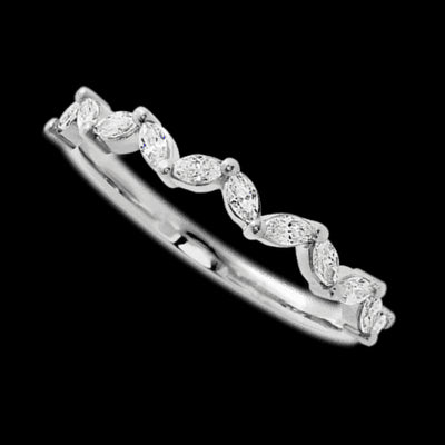 14K White Gold band with 11 Marquise Lab Grown Diamond having TCW-.33