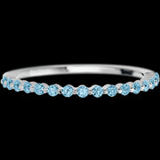 14K White Gold band with 15 Round Aqua Diamond having TCW-.22